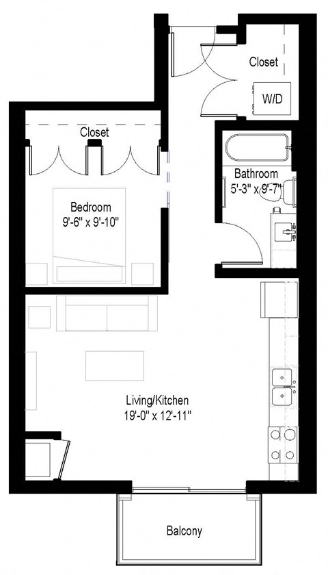 Alcove B Floor Plan at Gateway Northeast, Minneapolis, MN, 55418